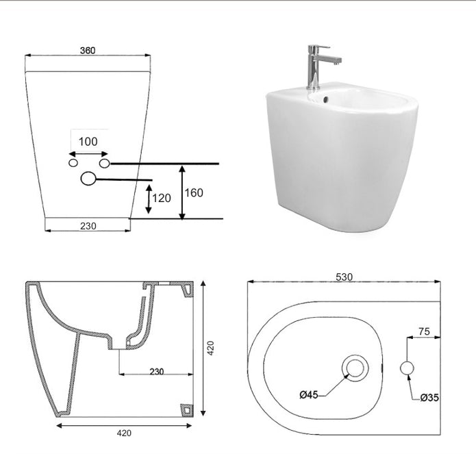 VASO/BIDET PRIME TERRA RIMLESS