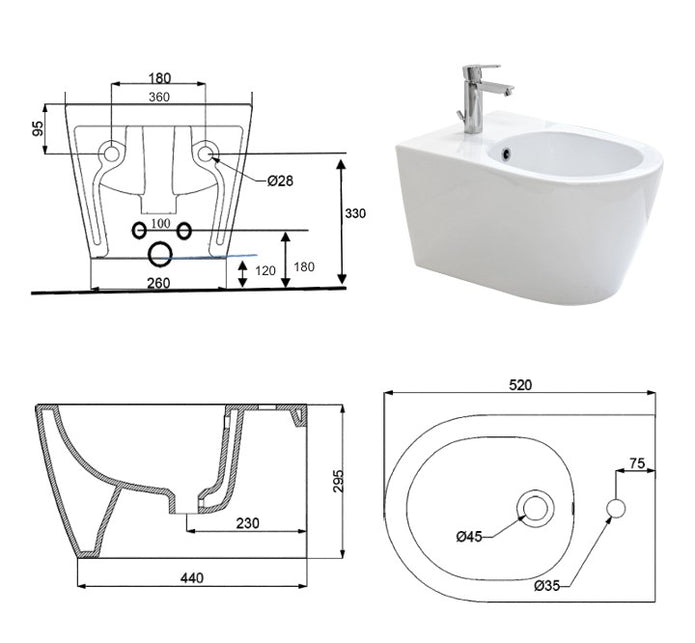 VASO/BIDET UNO SOSPESA RIMLESS