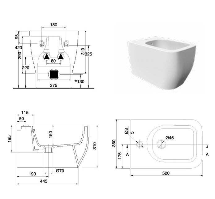 VASO/BIDET TEA SOSPESA