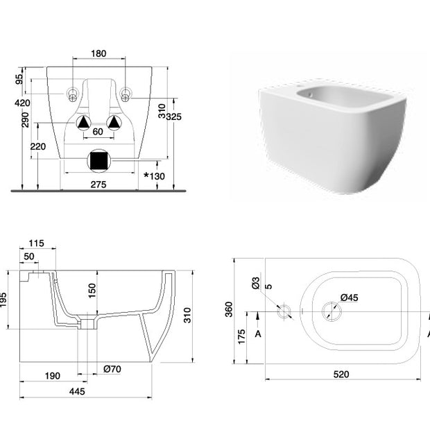 VASO/BIDET TEA SOSPESA