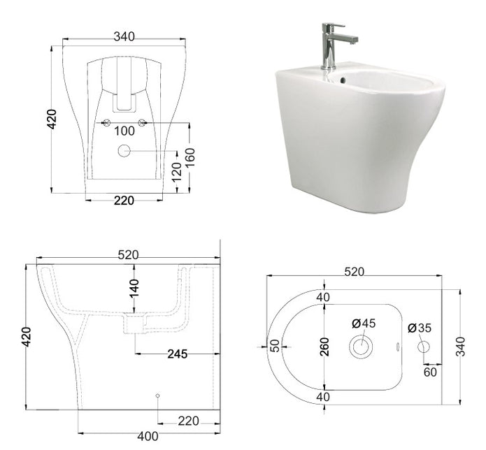 VASO/BIDET WAVE TERRA RIMLESS