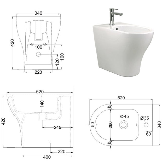 VASO/BIDET WAVE TERRA RIMLESS