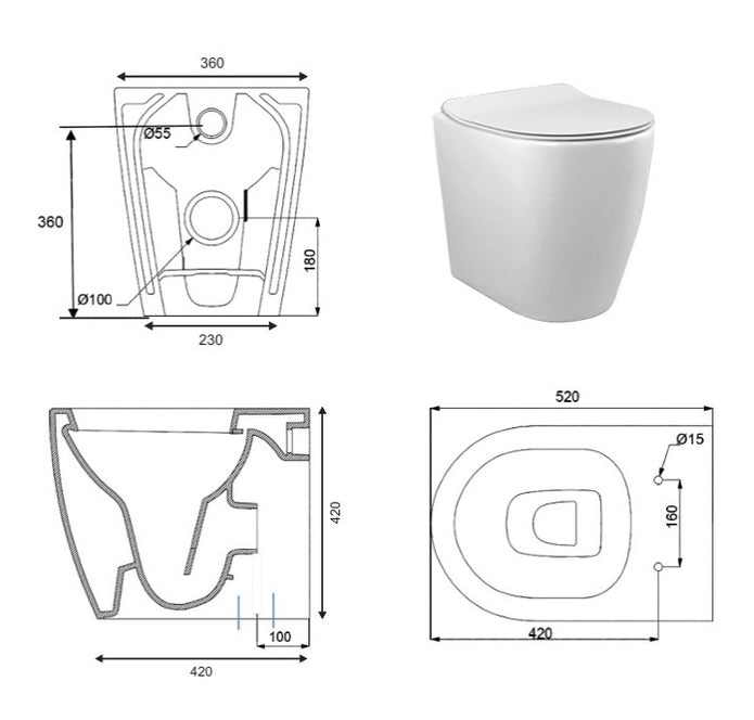 VASO/BIDET PRIME TERRA RIMLESS