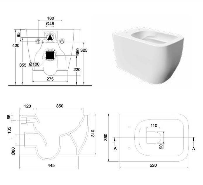 VASO/BIDET TEA SOSPESA