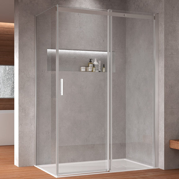 Box Doccia con Porta Scorrevole e Profili al vivo Due Lati Trasparente