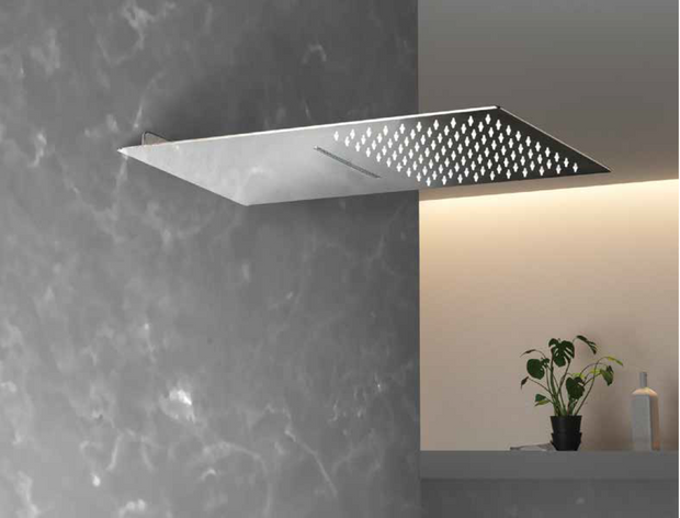 Soffione Ultrapiatto a Cascata e Pioggia Inox