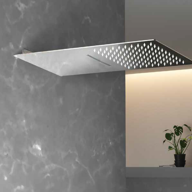 Soffione Ultrapiatto a Cascata e Pioggia Inox