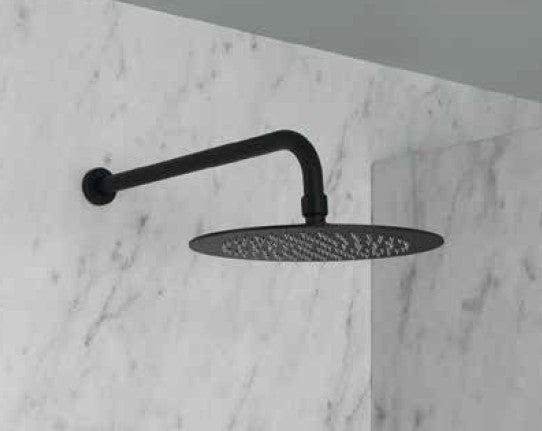 Set soffione con braccio doccia Nero rotondo