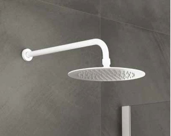 Set soffione con braccio doccia Bianco rotondo