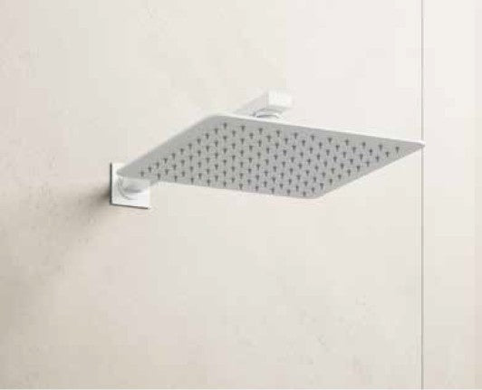 Set soffione con braccio doccia Bianco quadrato