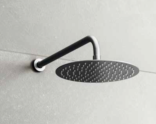 Set soffione con braccio doccia Titanio rotondo