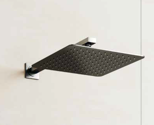 Set soffione con braccio doccia Titanio quadrato