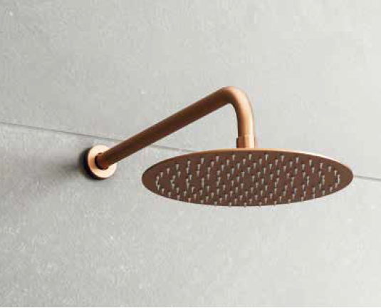 Set soffione con braccio doccia Rame rotondo