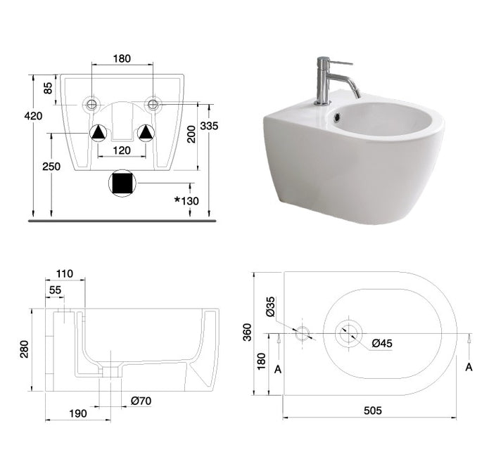 VASO/BIDET PRIME SOSPESO