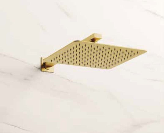 Set soffione con braccio doccia Oro quadrato