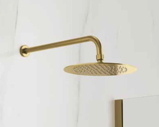 Set soffione con braccio doccia Oro rotondo