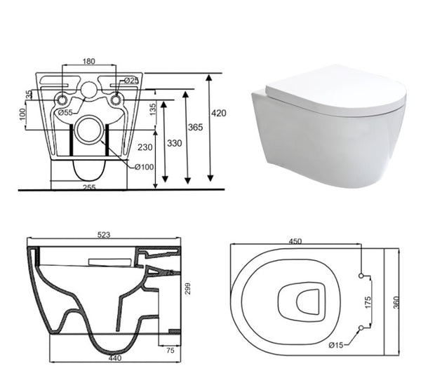 VASO/BIDET UNO SOSPESA RIMLESS