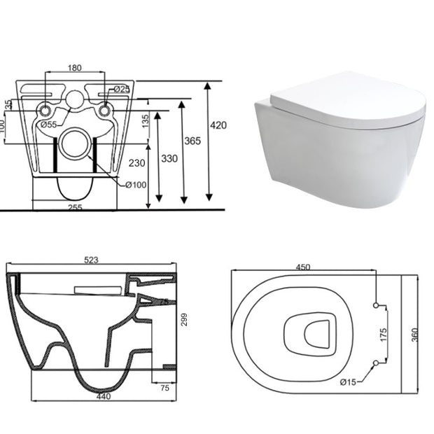 VASO/BIDET UNO SOSPESA RIMLESS