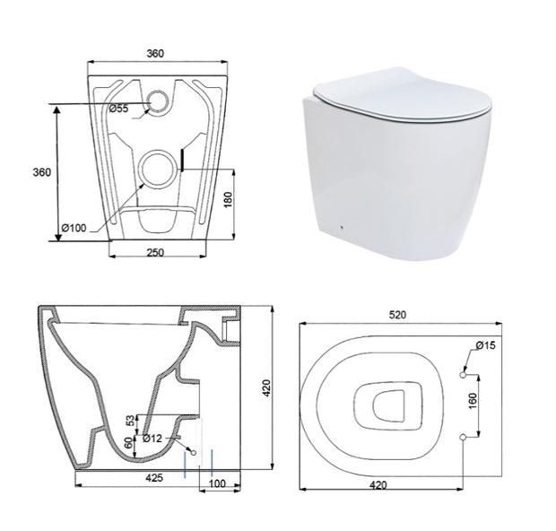 VASO/BIDET UNO TERRA RIMLESS