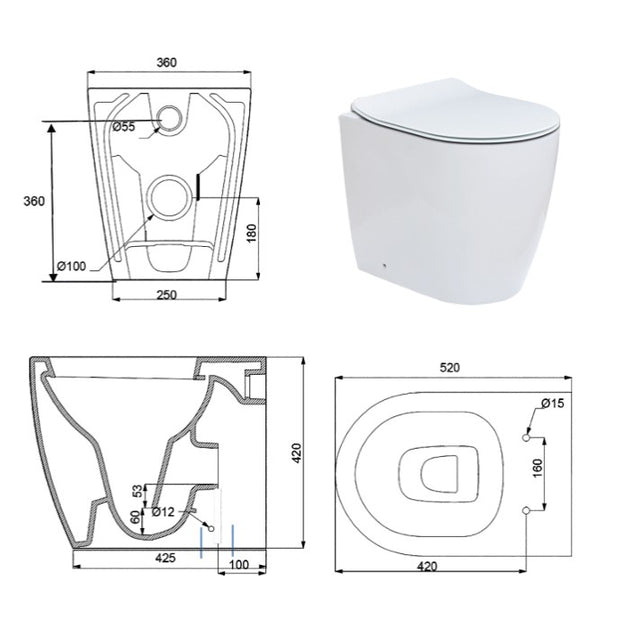 VASO/BIDET UNO TERRA RIMLESS