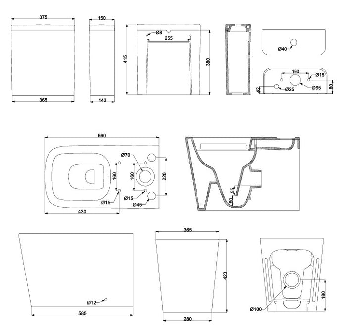 VASO/BIDET TREND TERRA MONOBLOCCO RIMLESS