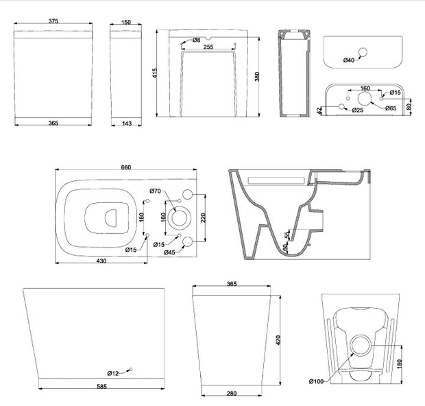 VASO/BIDET TREND TERRA MONOBLOCCO RIMLESS