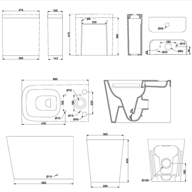 VASO/BIDET TREND TERRA MONOBLOCCO RIMLESS